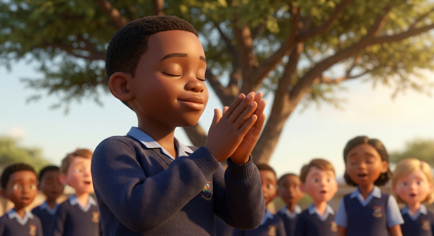 A close-up of a learner clapping in time with the choir