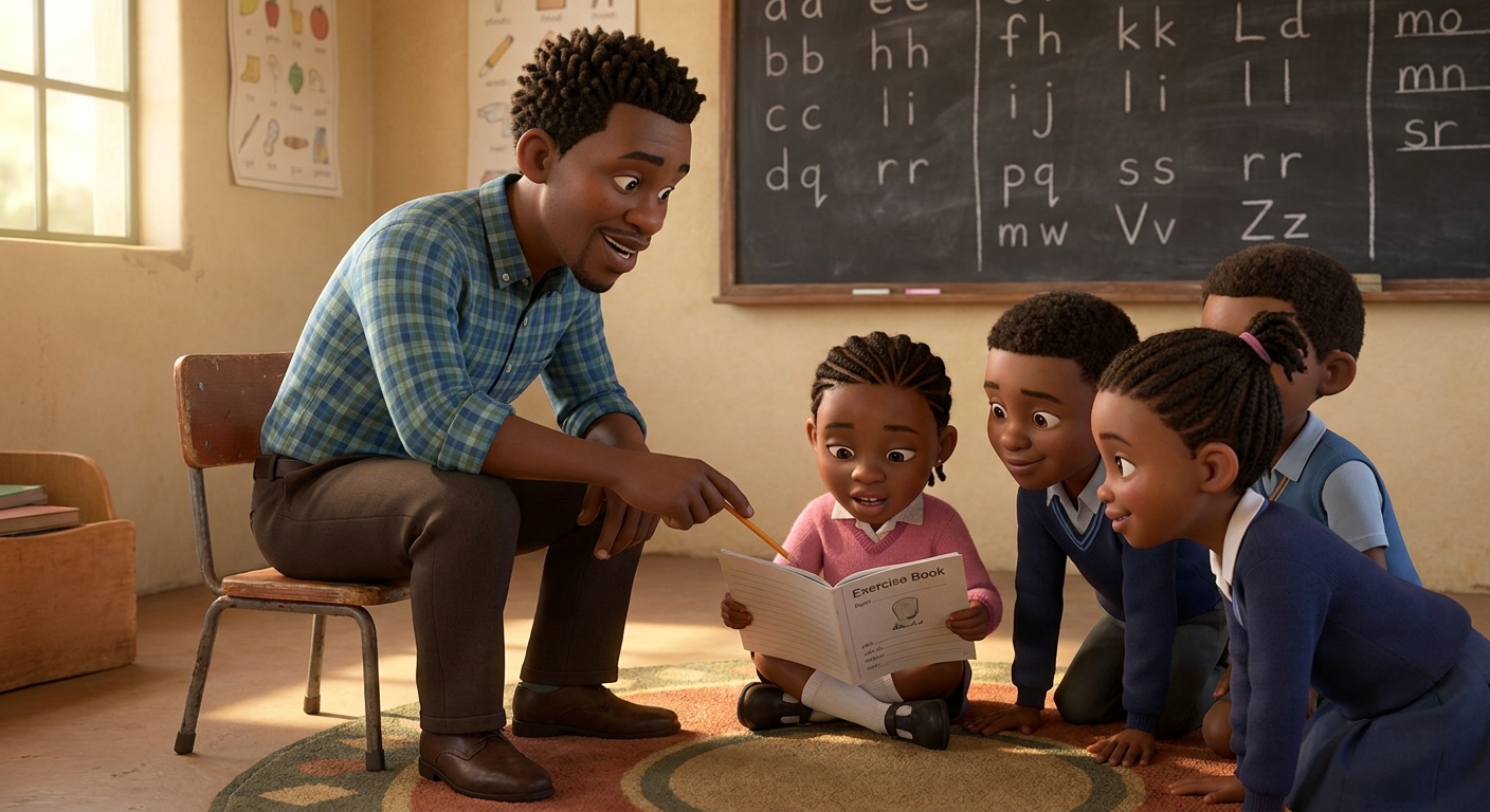 Teacher working with a small reading group on the carpet